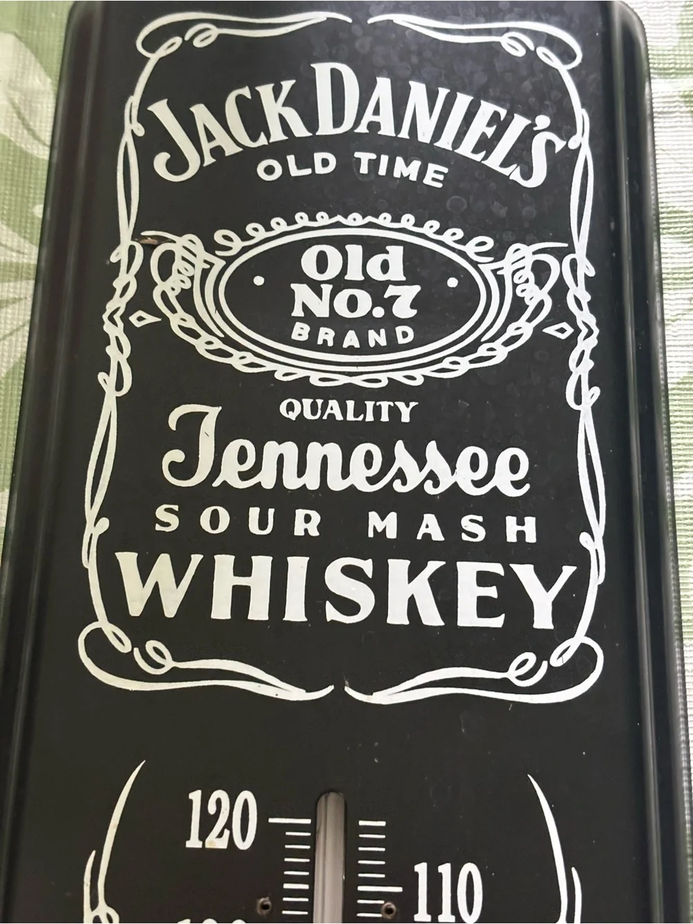 Jack Daniels Black and White Tennessee Whiskey Wall Thermometer Sign